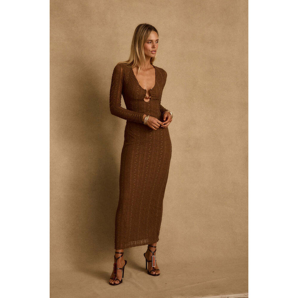12th Tribe Dorado Mocha Maxi Dress Size SS